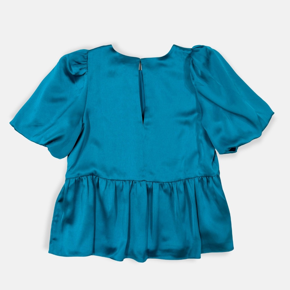 Lilly Pulitzer Blakelynn Elbow Sleeve Top Blue Rhapsody Teal Size 6 Balletcore - Picture 2 of 8